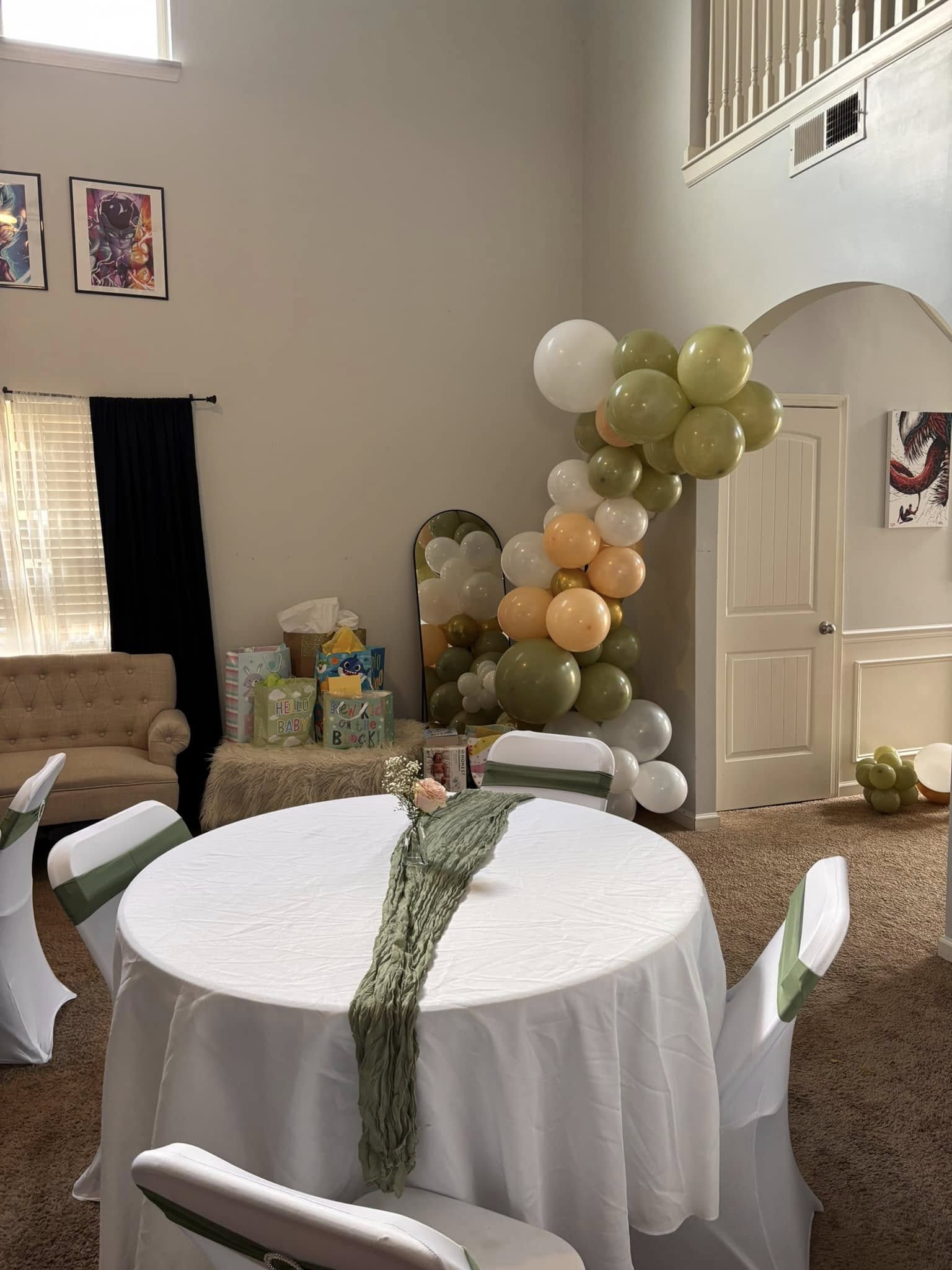 Round table package setup with chairs and linens for reception events